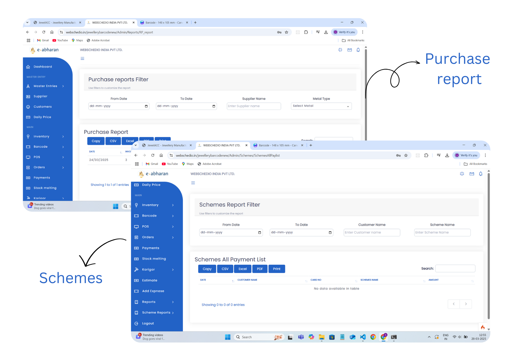 purchase report and scheme management of e-abharan software